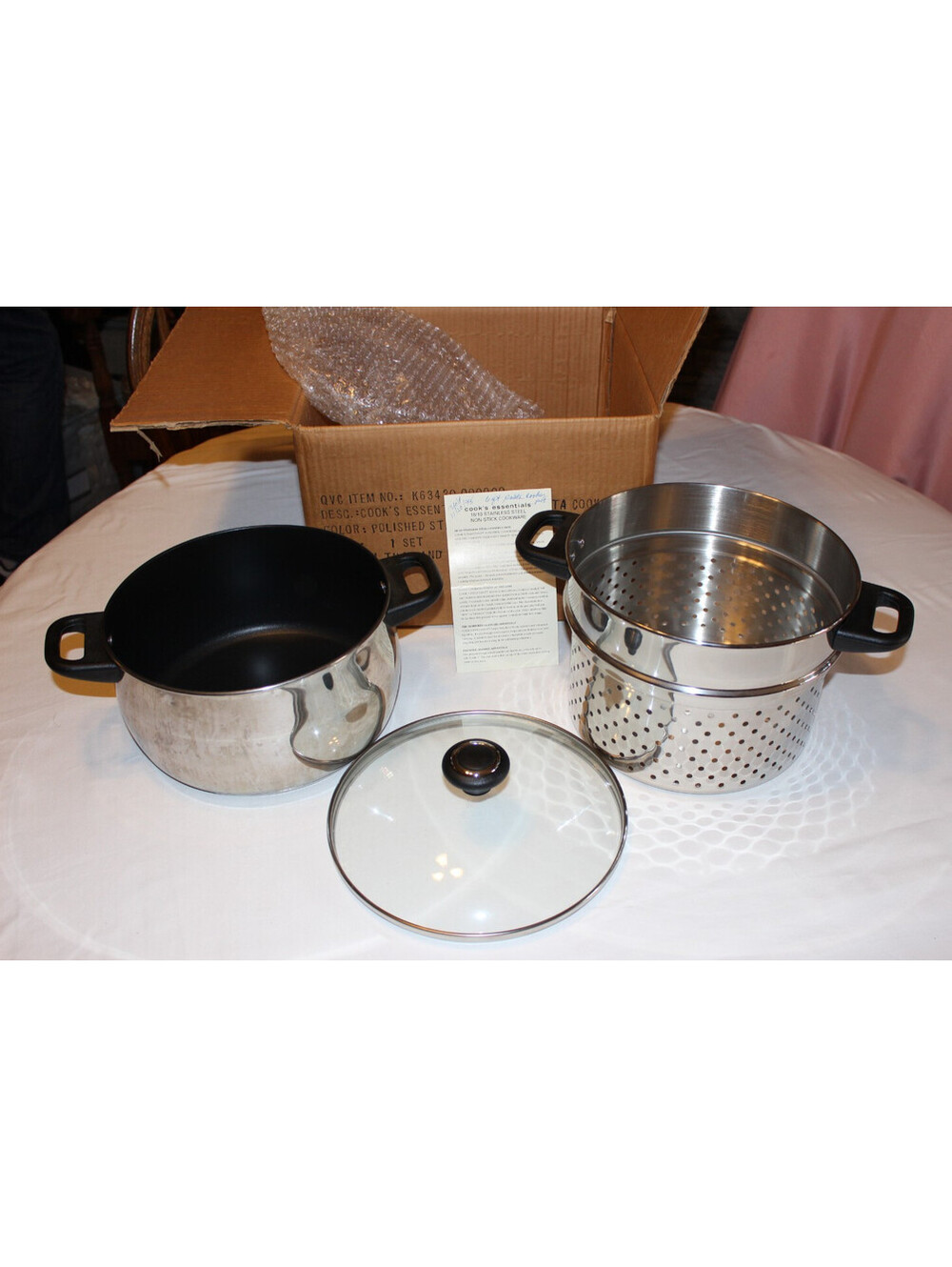Cook's Essentials 6 Qt 10" Pasta Cooker Steamer 4 Pc Set QVC K63420